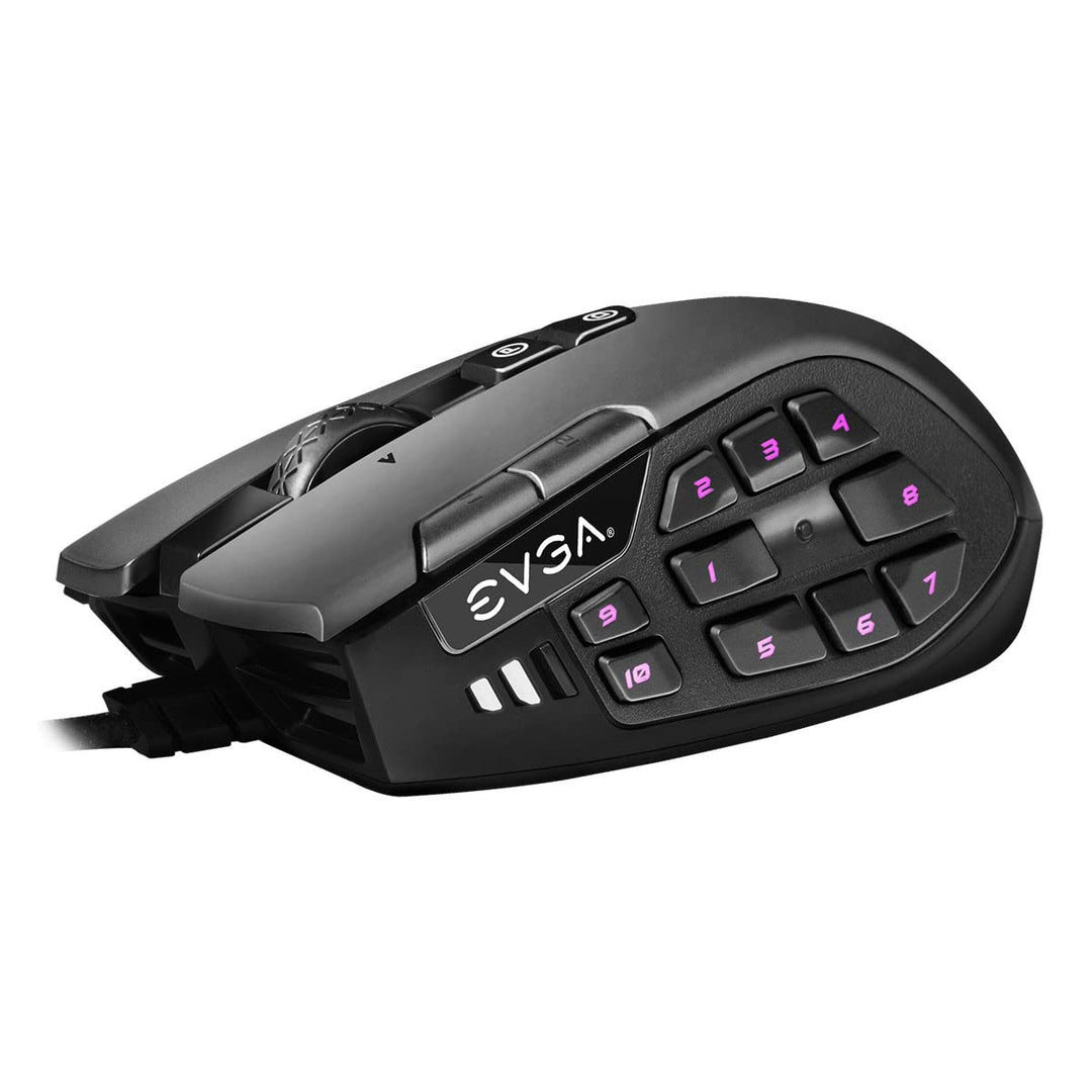 EVGA X15 MMO Gaming Mouse, 8k, Wired, Black, Customizable, 16,000 DPI, 5 Profiles, 20 Buttons, Ergon