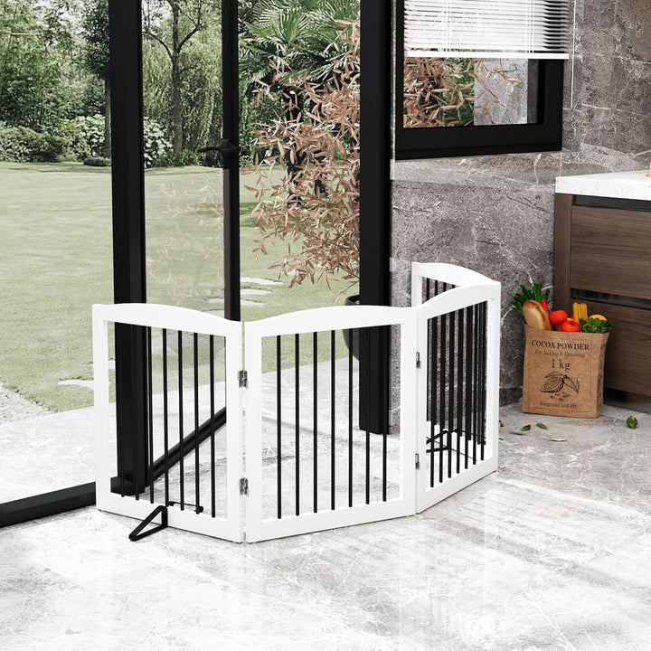 Absperrgitter Hund,Hundegitter für Wohnung Garten ohne Bohren aus Metal Holz,Freistehendes Hundeabsp