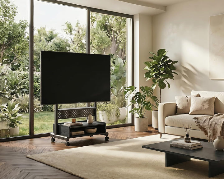 FITUEYES TV Ständer Rollbar Fernsehständer mit Rollen Bodenständer TV Rollwagen für 40-85 Zoll Ferns