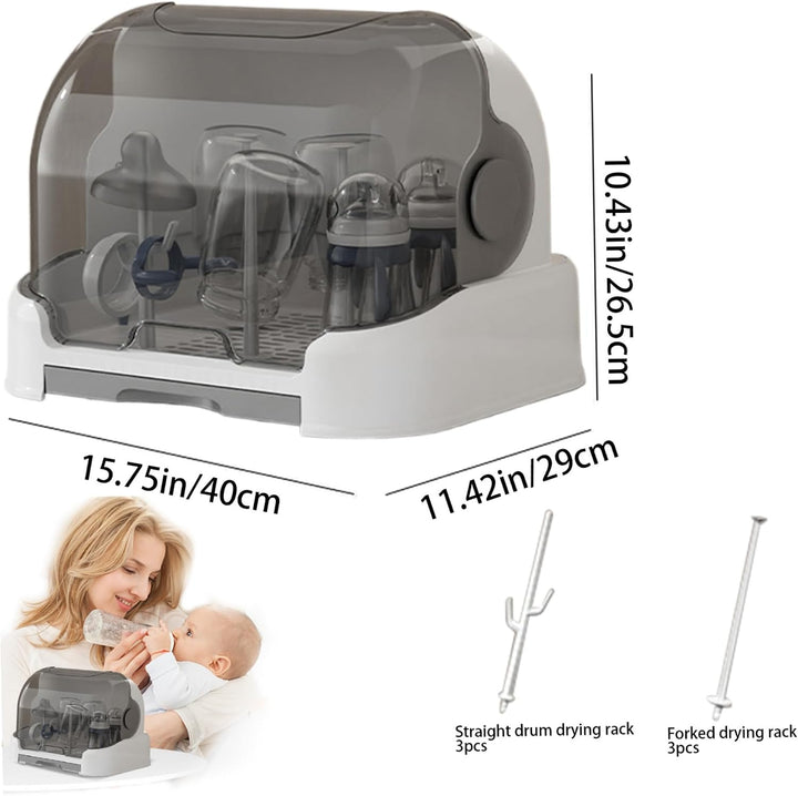 Babyflaschen Organizer, 15,7 -Zoll -Staubdicht von Babyflaschen Aufbewahrungsbox mit Deckel und abne