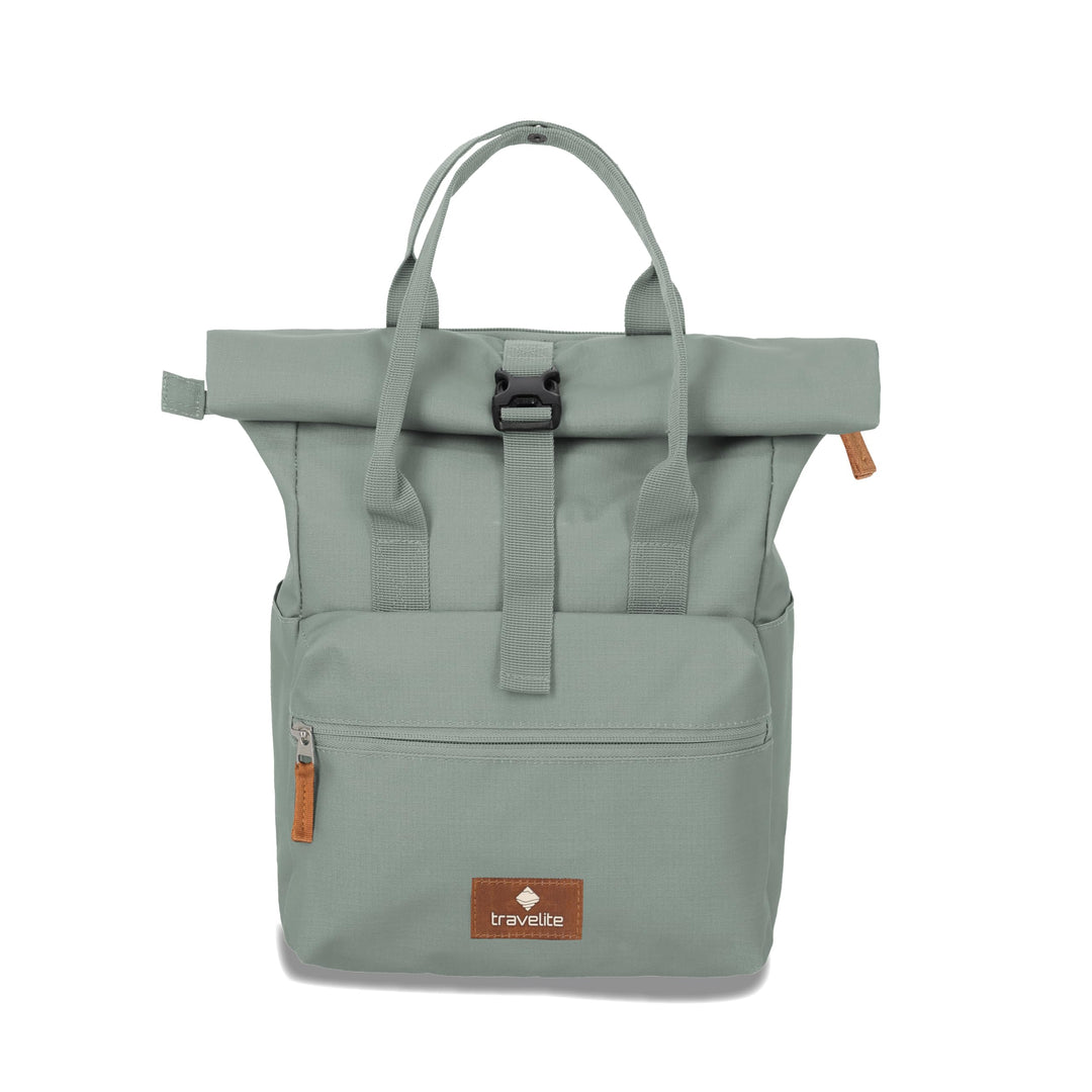Travelite Handgepäck Rucksack, Laptop Rucksack 14 Zoll, Basics Short Handle Rollup, Reiserucksack Ro