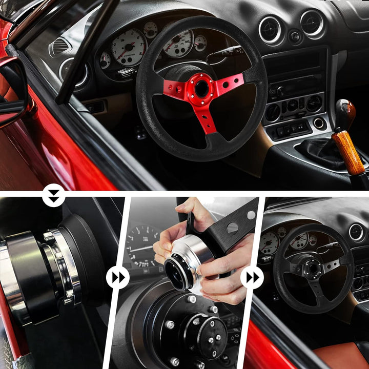 Acclcors Lenkrad Schnellspanner, Universal 6-Loch Snap Off Boss Kit für Rennen/Rallye/Motorsport(Sch
