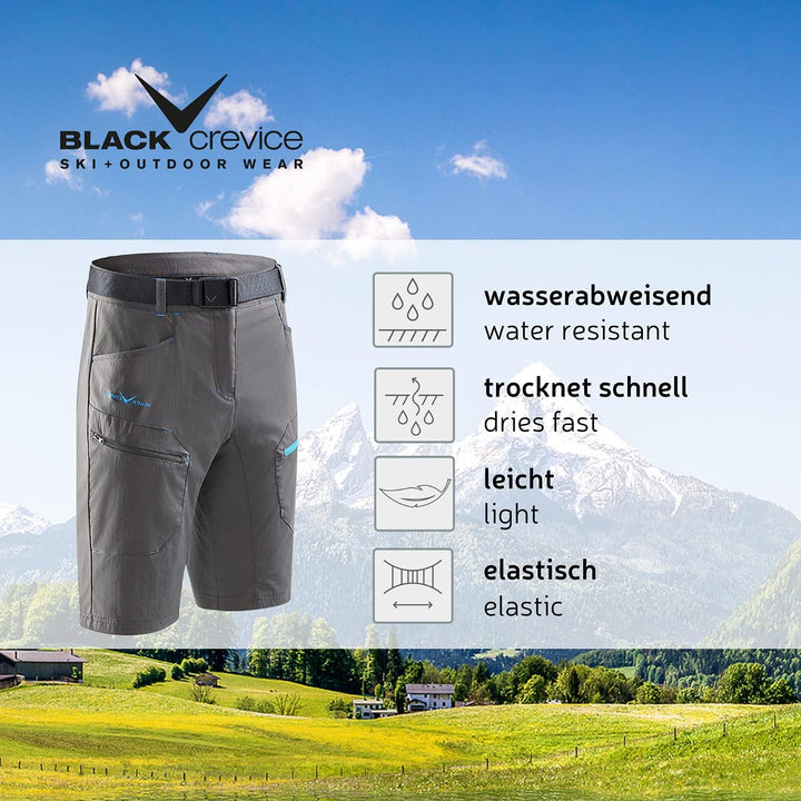 Black Crevice Trekking-Shorts Herren I Trekkinghose Herren kurz I Herren Outdoor-Shorts I wasserabwe