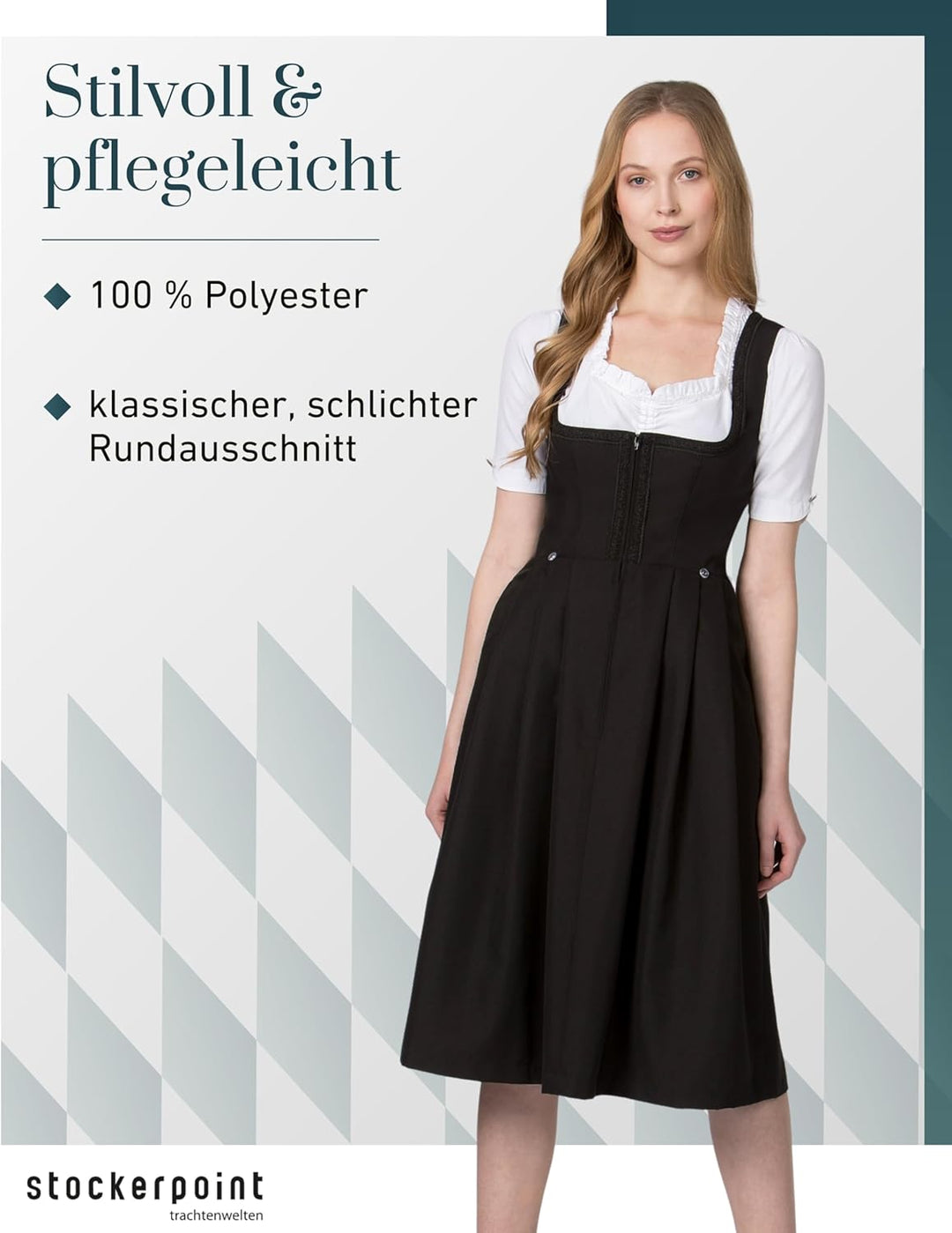 Stockerpoint Damen Dirndl Zita Kleid für besondere Anlässe schwarz, 54 40 Schwarz, 40 Schwarz