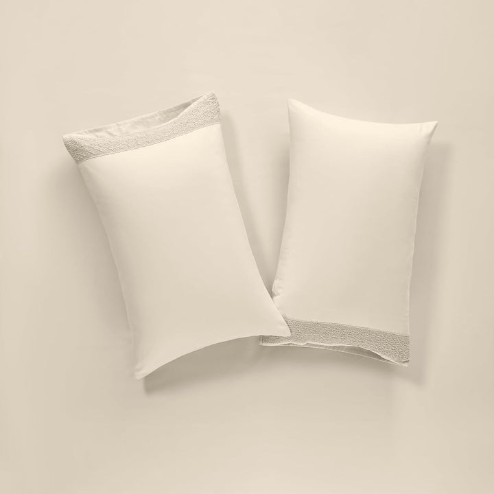 Amrapur Overseas Bettwäsche-Set, Häkelspitze, Queen-Size-Bett, Leinen, 4-teilig Leinen Queen, Leinen