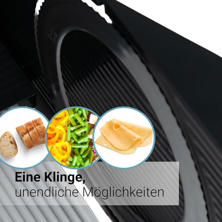EUREL RS72 Allesschneider Elektrisch Schwarz – Brotschneidemaschine, 170 mm Edelstahlklinge, 0–15 mm