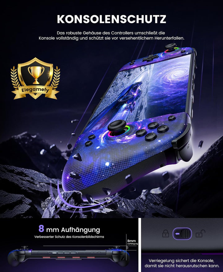 Elegamefy Wireless Switch 2 Controller Hall Effekt Joysticks Marinefarbe | Turbo, Vibration, RGB-Bel