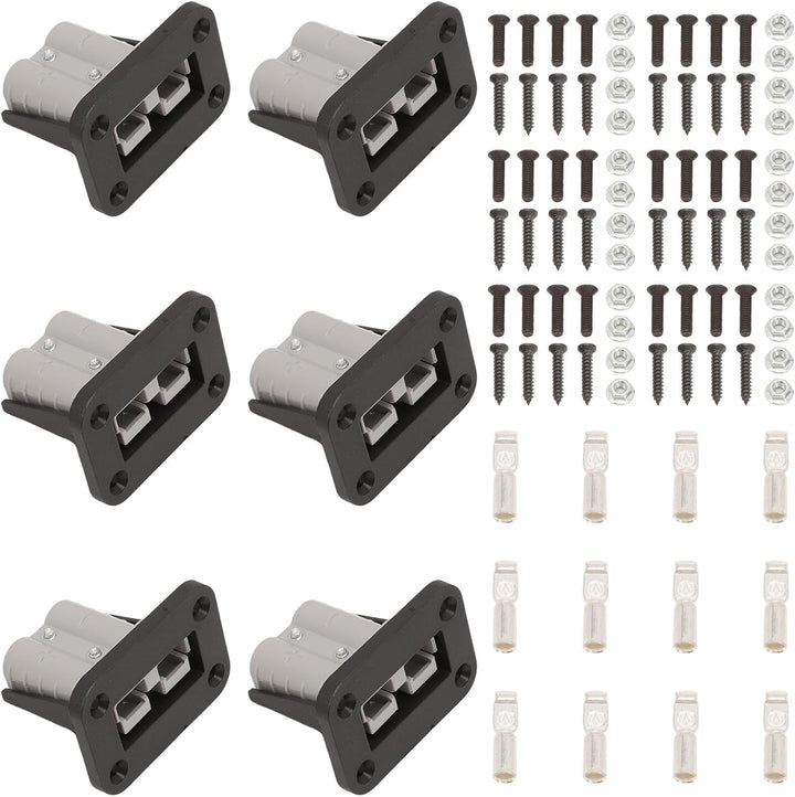6 Stück Anderson Stecker 50A 600V, Batterie Schnelltrennstecker Hochstromstecker Mit Schutzkappe, Ba