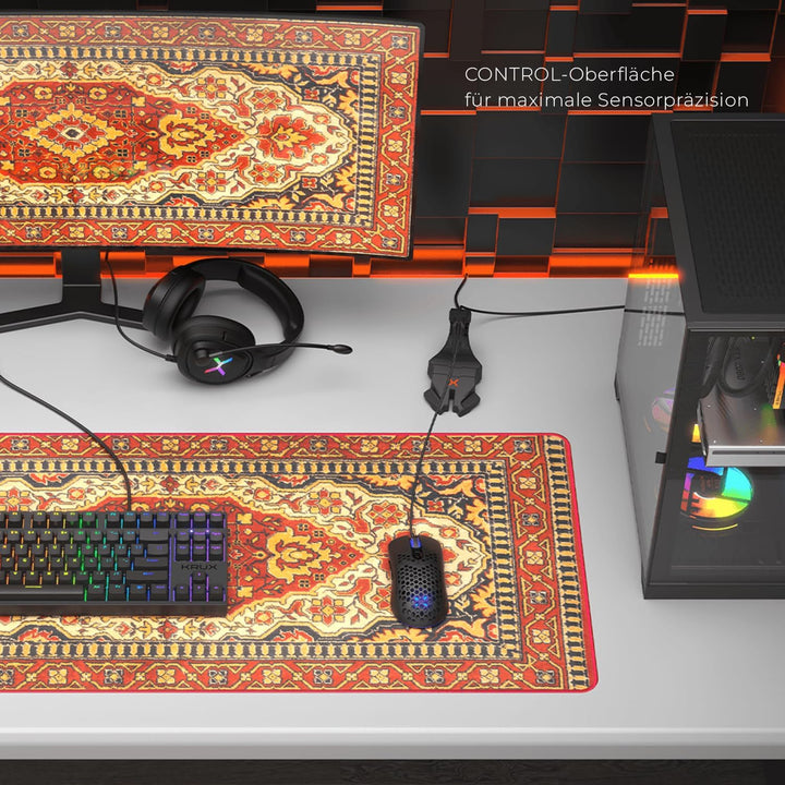 KRUX Space Carpet XXL, Mauspad, Teppichmuster, 400 x 970 mm, leichtgängige Mausführung, Kantenbesatz