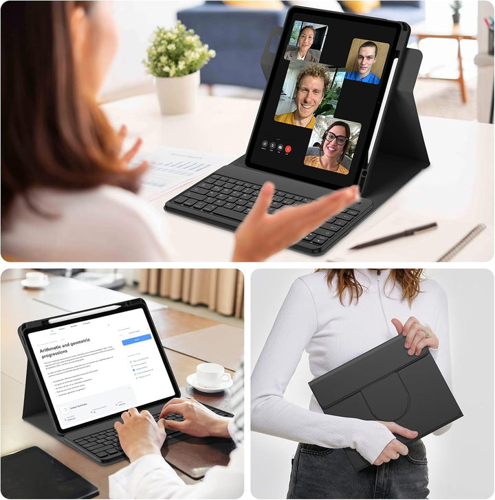Bettdow für iPad Air 13 Zoll M3 2025/ M2 2024 Tastatur Hülle, Hoch-/Querformat Verwenden, QWERTZ Lay