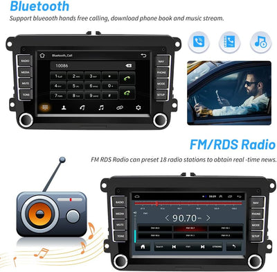 Hikity Doppel Din Android Autoradio für VW Tiguan Golf 6 Golf 5 Polo 6R Passat B6 mit Navi Wireless