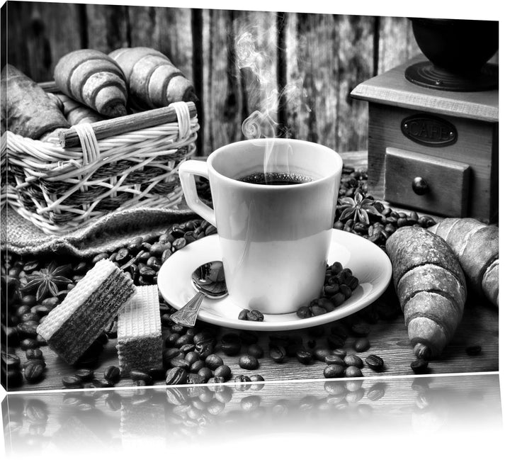 Pixxprint heisser aufgebrühter Kaffee als Leinwandbild/Grösse: 100x70 / Wandbild/Kunstdruck/fertig b