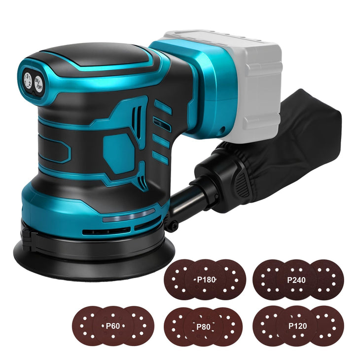 Exzenterschleifer für Makita 18V Akku(no Akku),125mm Schleifmaschine, 3 Geschwindigkeiten 7,000-11,0