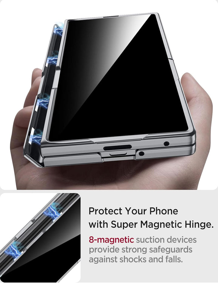 Miimall Kompatibel mit Samsung Galaxy Z Fold 7 Hülle mit Displayschutz Anti-SPY, [Magnetischer Schar