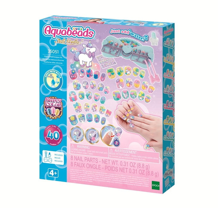 Aquabeads - 35051 Nagelstudio Design Kit Magische Einhörner, Kreatives Nageldesign, Bastelset für Be