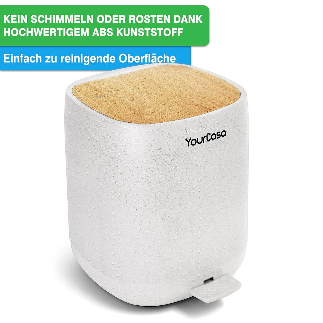 YourCasa Mülleimer Bad [5L] - 30% weniger Plastik - Badeimer - Kosmetikeimer Badezimmer Klein - Badm