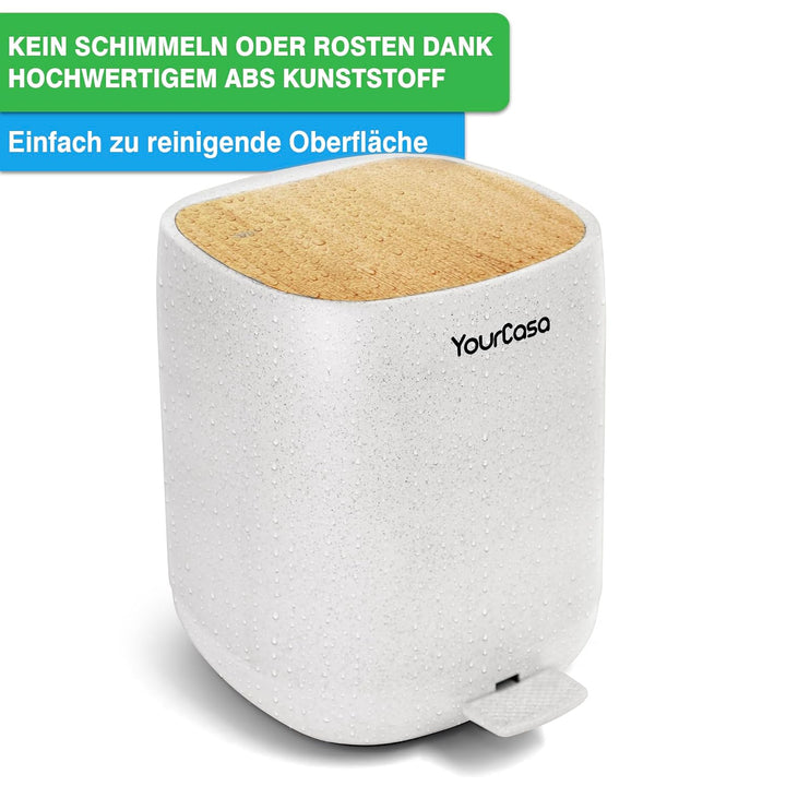 YourCasa Mülleimer Bad [5L] - 30% weniger Plastik - Badeimer - Kosmetikeimer Badezimmer Klein - Badm