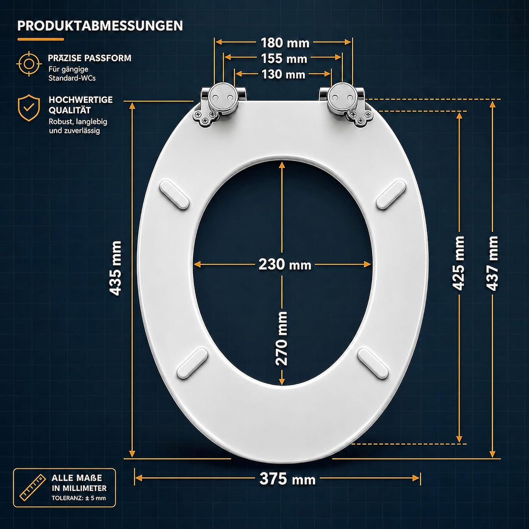 SINOBATH WC-Sitz Toilettensitz mit Absenkautomatik, MDF Holzkern, Softclose Scharnier,Waterdrops H03