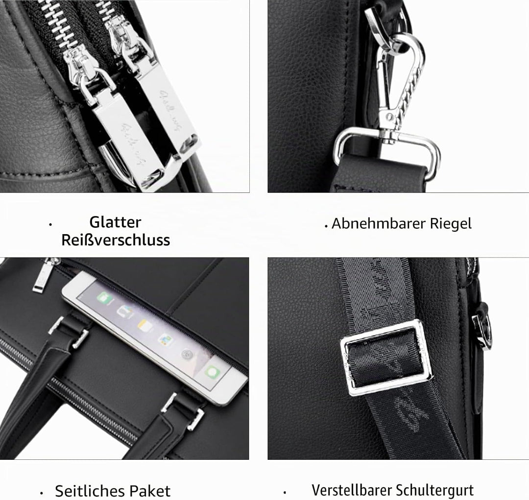 FSD.WG Herren Business Tasche,Wasserdichte Leder Aktentasche,Schulter Laptop Business Tasche für Bus