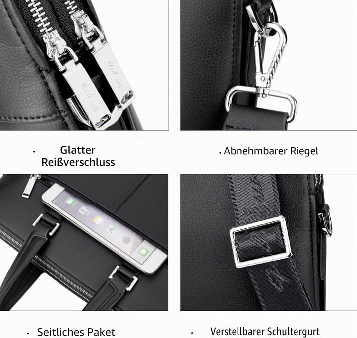 FSD.WG Herren Business Tasche,Wasserdichte Leder Aktentasche,Schulter Laptop Business Tasche für Bus
