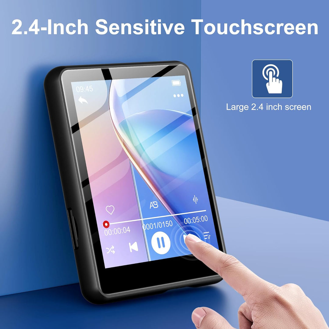 SWOFY 128GB MP3-Player, Bluetooth 5.3, 2,4-Zoll Touchscreen, HiFi-Klang, eingebauter Lautsprecher, A