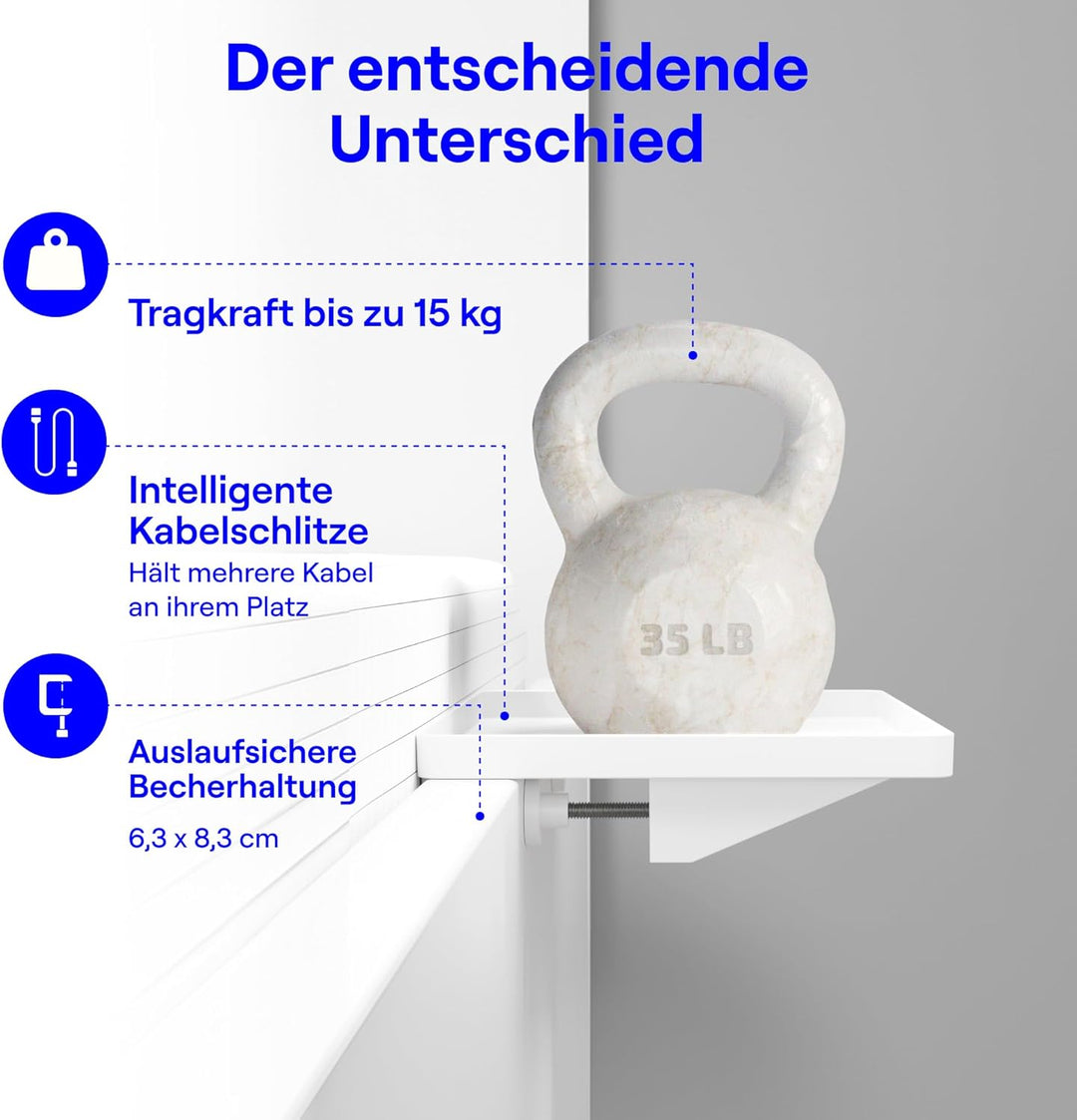 BedShelfie Nachttischregal, Etagenbett und Obere Etagenbett, Essentials, Clip-On-Nachttisch, Nachtti
