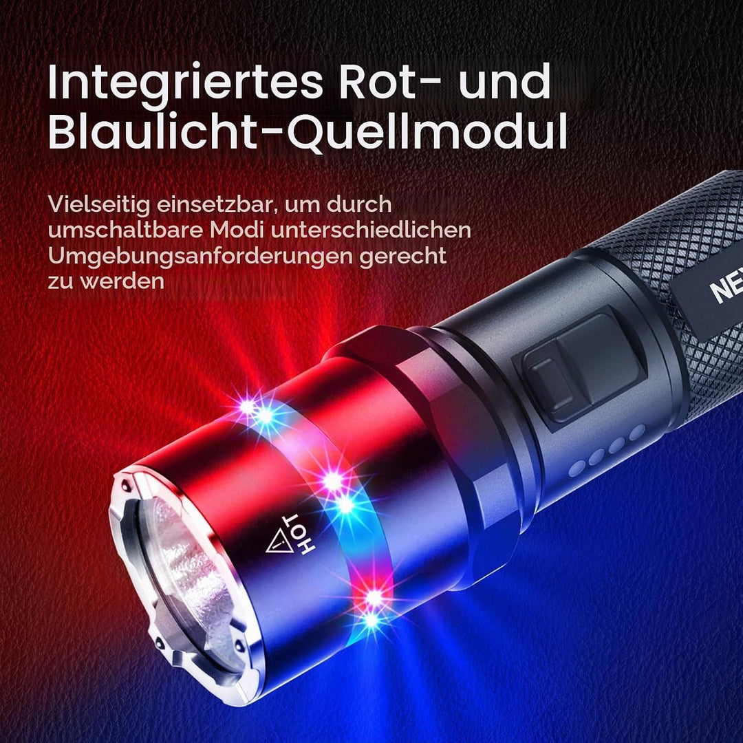 NEXTORCH P83 Akku-LED-Taschenlampe mit 360° Warnlicht-Funktion + Notfall-Glasbrecher