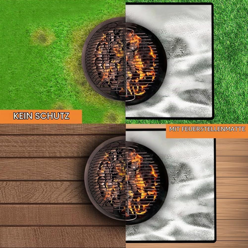 flintronic Feuerschalenmatte, 100 * 100cm Feuerfeste Unterlage Quadrat, Wasserdicht Faltbare Feuerfe