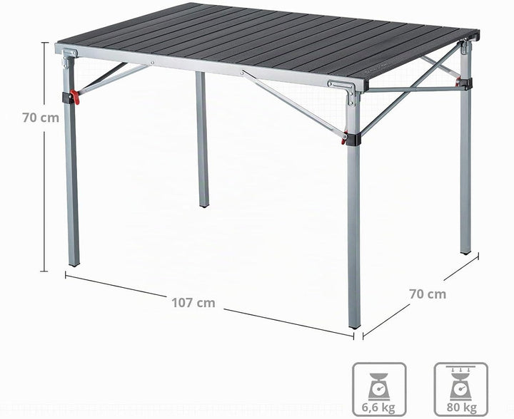 KingCamp Campingtisch Camping Rolltisch Klapptisch Garten Falttisch Alu 107x70cm