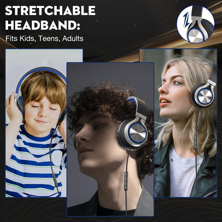 USB-C Kopfhörer mit Mikrofon und Lautstärkeregler, Over Ear Stereo Headsets für iPhone 15, 16 Pro, k