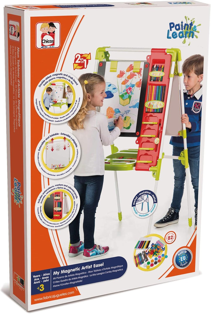 Chicos - Kinder Staffelei Malerei Doppelseitige Tafel für Kinder mit Kreidetafel & Whiteboard Höhenv