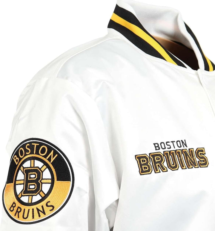 Mitchell & Ness NBA Hometown LW Satin Jacket, White XXL #1-Bruins-White-31091, XXL #1-Bruins-White-3