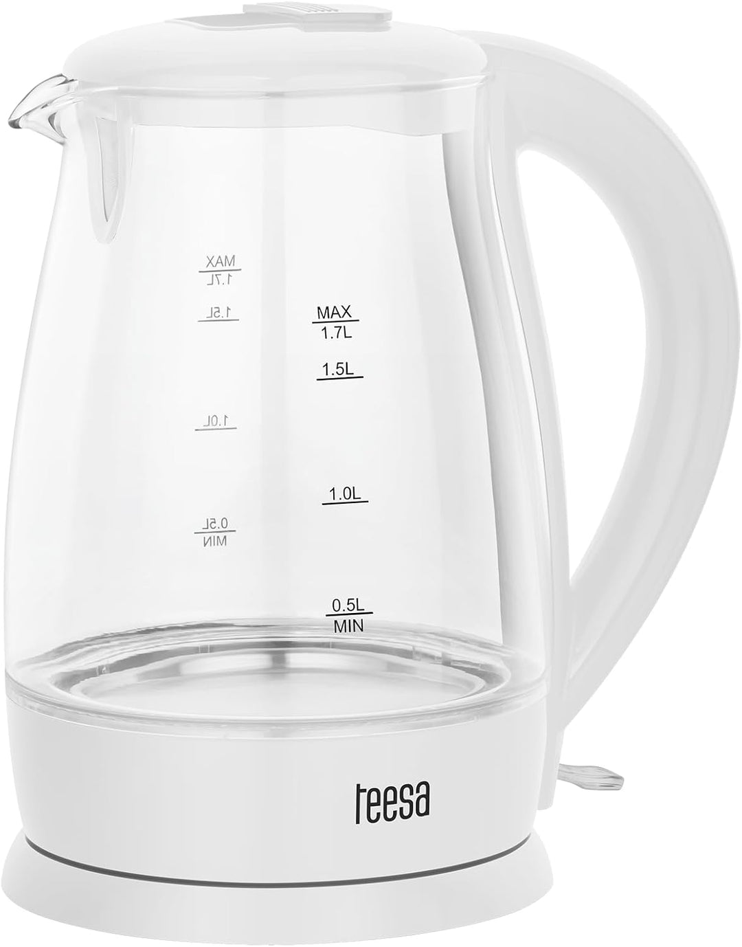 Teesa Funk-Wasserkocher TSA1511W 1,8 L Glas, Beleuchtung in Betrieb, weiss