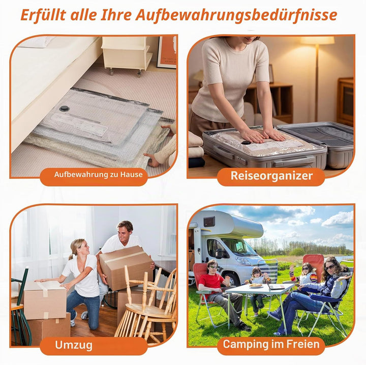 Vakuumbeutel für Kleidung Reise mit Elektrischer Pumpe, 15 Stück Vakuumierbeutel Kleidung in 3 Gröss