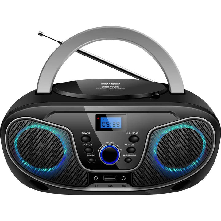 Silva-Schneider 1901850 MPC 19.4 UKW Radio mit CD-Player, AUX, USB, Schwarz/Silber, schwarz/silber