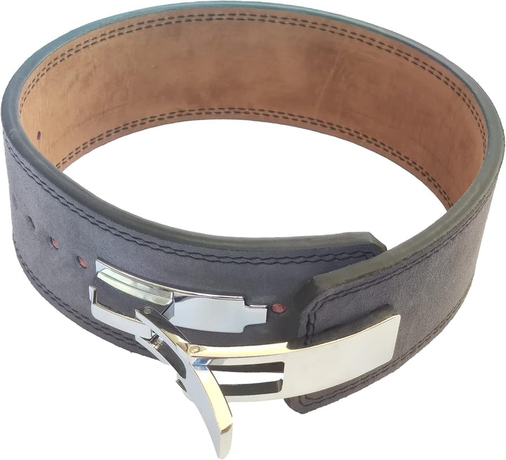 MuscleForge Leder Powerlifting Gürtel mit Stahlschnalle - Gewichthebergürtel für Powerlifting, Weigh