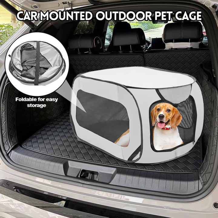 Faltbare Hunde Transportbox 92x52x52 cm - Doppeltürig & Sicher für Autoreisen,Belüftetes Pop-Up Desi