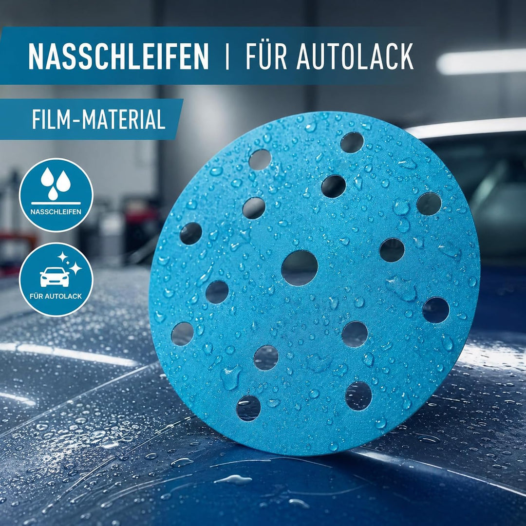 Keramik Schleifscheiben 150mm Klett 15-Loch Nass, 50x Körnung 180 | Perfektes Schleifpapier für den