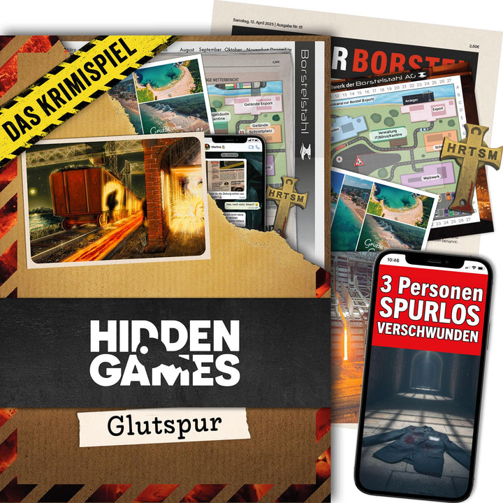 Hidden Games - Glutspur - Deutsch - Realistisches Krimispiel, spannendes Detektivspiel, Escape Room