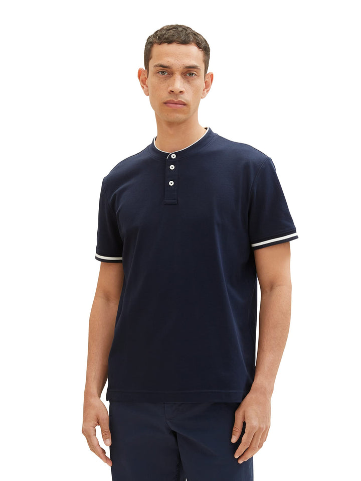 TOM TAILOR Herren Piqué Poloshirt mit Stehkragen S 10668 - Sky Captain Blue, S 10668 - Sky Captain B