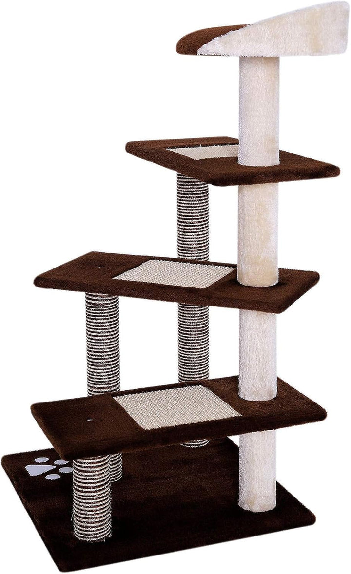 lionto Kratzbaum für Katzen mit 3 Plateaus & gemütlicher Liegefläche, Höhe 100 cm, Katzenbaum mit Si