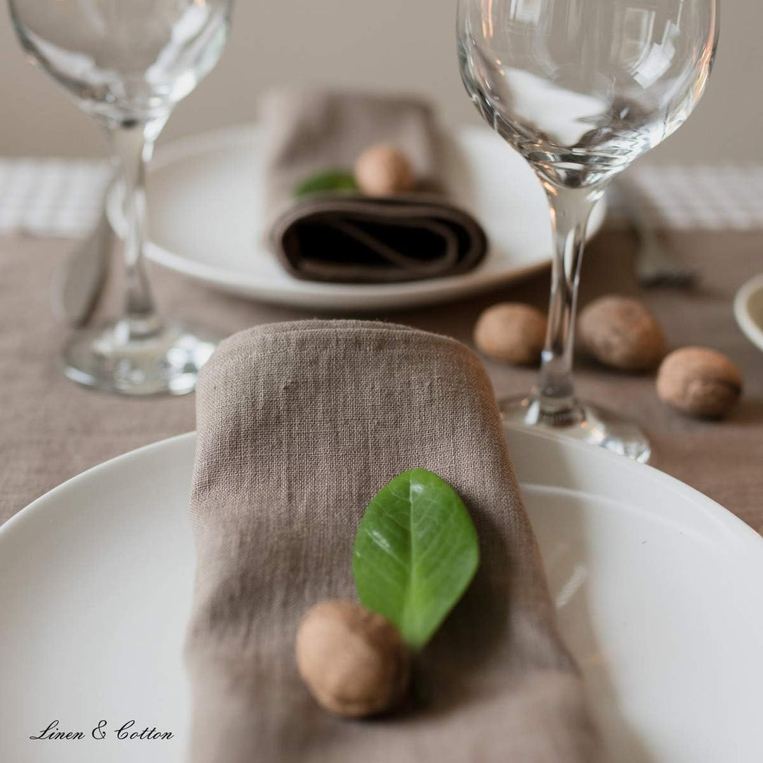 Linen & Cotton Hochwertige 4 x Stoffservietten/Servietten Stoff/Leinenservietten Hygge -100% Leinen,