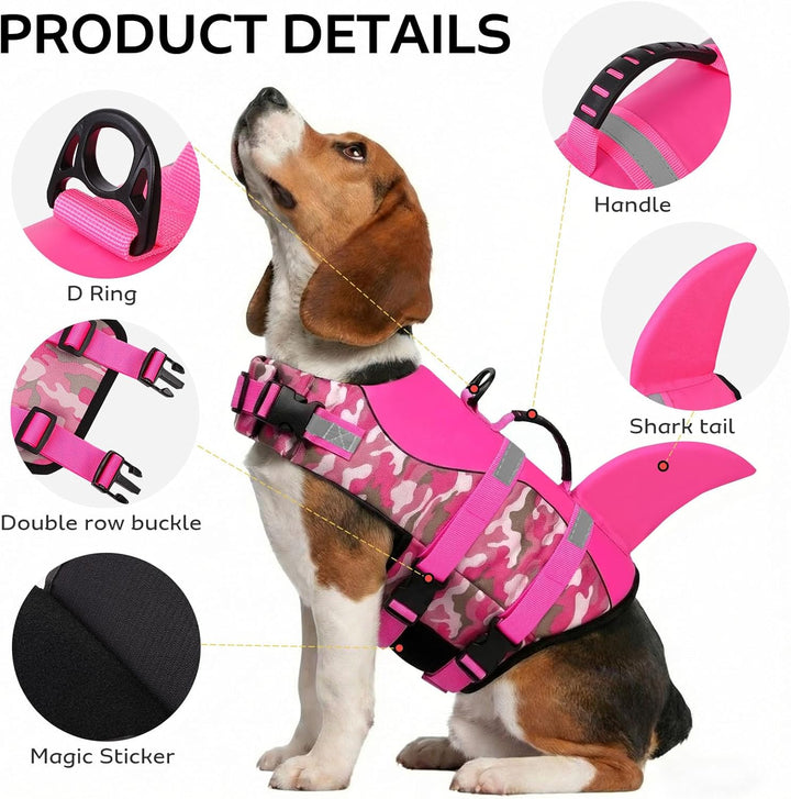 CITÉTOILE Schwimmweste Hunde Hai, Leicht und Sicher für Wassersport, hundeschwimmweste mit Griff und