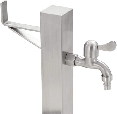 yorten Garten-Wassersäule mit Wasserhahn Wasserzapfsäule Wasserzapfstelle Silbern Edelstahl Quadrati