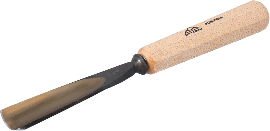 STUBAI Stemmeisen Stechbeitel Serie 52 - Form 7 | Gerades Hohleisen - 25 mm, mit Holzgriff, für Figu