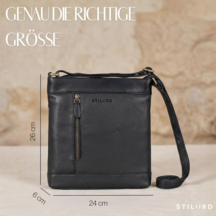 STILORD Moni Stylishe Crossbody Bag Damen Leder Mittel-Gross - Freizeittasche Echtleder Handtasche V