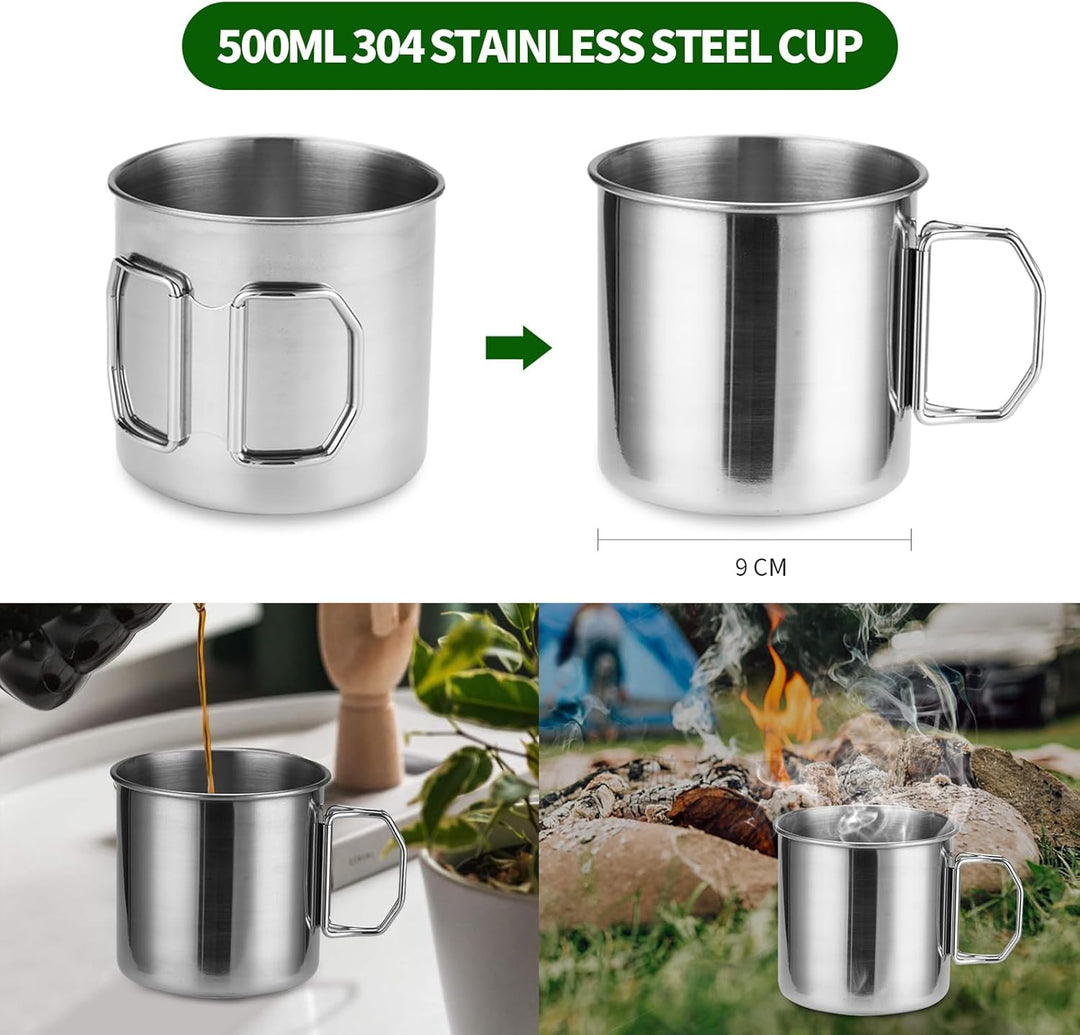 Camping Kochgeschirr Mess Kit - ISFORU Camping Kochset, Kompaktes Camping Topf und Pfannen Set für 1