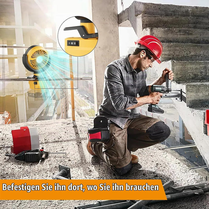 Bonadget 2-in-1 Akku Ventilator für DCB182 18V Akku((ohne Akku)) Tragbare Clip-On-Ventilator mit 2 M