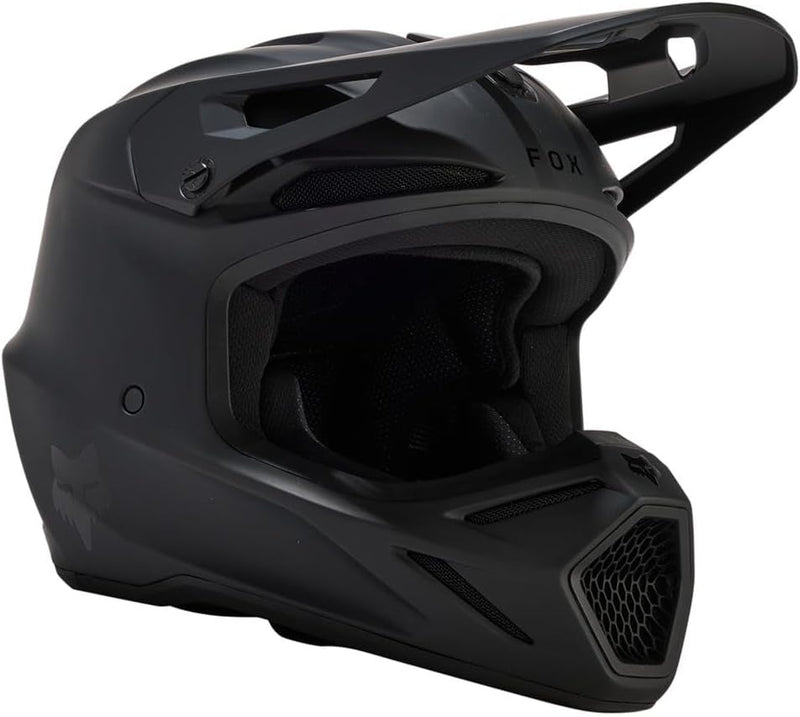 Fox Motocross-Helm V3 Solid - Matt Schwarz Schwarz L, Schwarz L