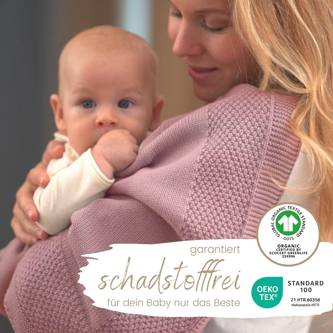 DIKOS® Babydecke GOTS Bio Baumwolle Beere | kuschelweiche Neugeborenen Baby Decke | Strickdecke Schm